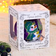 Шар новогодний Снеговик снежный 8,5см - фото 40668