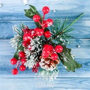 Ветка декор Зимние грезы гранат ягодки красные 15см - фото 40670