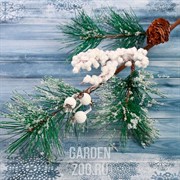 Ветка декор Зимние грезы хвоя с шишкой и ягодами 50см - фото 40672