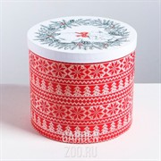 Коробка круглая подарочная Вязка 19,5*22 см - фото 40715