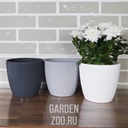 Кашпо Мика с прикреп.подд. 16,7*15,4 см 2,53л антрацит - фото 41213