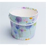 Коробка для цветов Конус 15*13см цветы на голубом - фото 41818