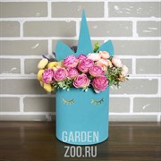 Коробка Цилиндр 2 Единорог бархат изумрудный - фото 41824