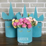 Коробка Цилиндр 2 Единорог бархат изумрудный - фото 41825