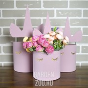 Коробка Цилиндр 2 Единорог бархат сиреневый - фото 41827