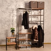 Прихожая кованая с деревянными полками в стиле Лофт 66-705 - фото 42241