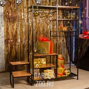 Прихожая кованая с деревянными полками в стиле Лофт 66-705 - фото 42246