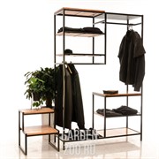 Прихожая кованая с деревянными полками в стиле Лофт 66-705 - фото 42247