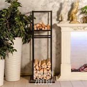 Дровница Лофт с полкой металл и дерево с полкой 66-904 - фото 42317