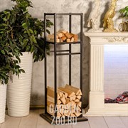 Дровница Лофт с полкой металл и дерево с полкой 66-904 - фото 42318