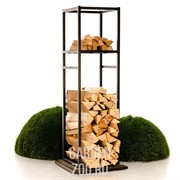 Дровница Лофт с полкой металл и дерево с полкой 66-904 - фото 42319