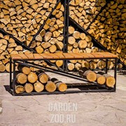 Скамейка с дровницей металл для дачи и дома Лофт 66-911 - фото 42390