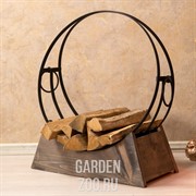 Дровница круглая металлическая на деревянной подставке 500-34 - фото 42631