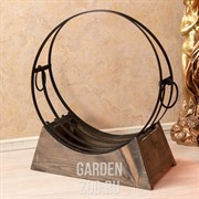 Дровница круглая металлическая на деревянной подставке 500-34 - фото 42633