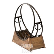 Дровница круглая металлическая на деревянной подставке 500-34 - фото 42634