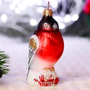 Украшение ёлочное Снегирь 10см стекло - фото 42893