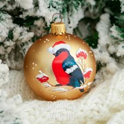 Шар Снегирь 6,5см стекло - фото 42901
