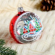 Шар Зимний пейзаж 8,5 см стекло - фото 42948