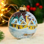 Шар Ночь перед Рождеством ручная роспись 8см - фото 42959