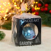 Шар Снегирь на рябине ручная роспись голубой 5см - фото 42968