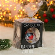 Шар Нахохлившийся снегирь роспись белый 5см - фото 42970