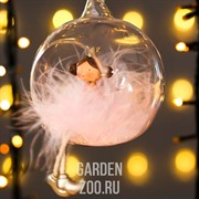 Сувенир Ангелочек-принцесса розовый пушок в шарике 9*8*10см - фото 43021