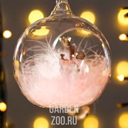 Сувенир Ангелочек-принцесса розовый пушок в шарике 9*8*10см - фото 43022