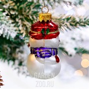 Игрушка ёлочная Снеговик с тростью 8см - фото 43031