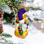 Игрушка ёлочная Мишка с шишкой 11см - фото 43052