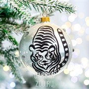 Игрушка ёлочная Шар с тигром 2 100мм стекло - фото 43079
