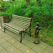 Скамейка садовая с перилами деревянная длина 120см 881-11R - фото 45073