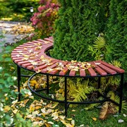 Скамейка полукруглая с деревом 891-56 - фото 45079