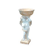 Скульптура садовая Ангел с вазой белый с патиной полистоун высота 90см F03081-WP - фото 45173