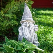Фигура Гном садовый в шляпе покраска под бетон стеклопластик F08404-BTO - фото 45278