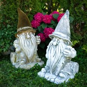 Фигура Гном садовый в шляпе покраска под бетон стеклопластик F08404-BTO - фото 45279