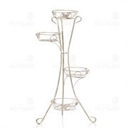 Подставка напольная Лоза на 4 цветка металлическая бело-золотая 14-114-WG - фото 45305