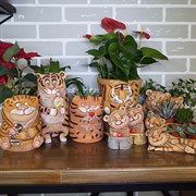 Кашпо Тигренок в штанах колокольчик желтый 0,27л - фото 45461