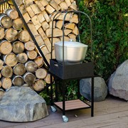 Гриль угольный металлический на колесиках с полкой 861-64 - фото 45617