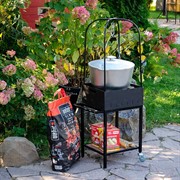 Гриль угольный металлический на колесиках с полкой 861-64 - фото 45619