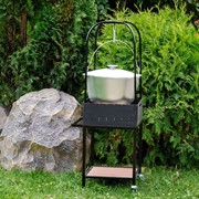 Гриль угольный металлический на колесиках с полкой 861-64 - фото 45624