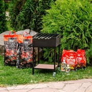 Гриль угольный металлический на колесиках с полкой 861-64 - фото 45626