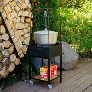 Гриль угольный металлический на колесиках с полкой 861-64 - фото 45627