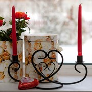 Подсвечник для двух свечей металл черный 607-18 - фото 45658