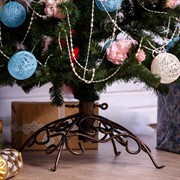 Подставка ёлочная ажурная кованая чёрно-золотая 200-15 - фото 45710