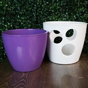 Горшок ДУЭТ 20-18см глянец бело-сиреневый - фото 45834