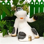 Фигура садовая Корова сидит чёрно-белая полистоун F08691 - фото 45958