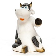 Фигура садовая Корова сидит чёрно-белая полистоун F08691 - фото 45960