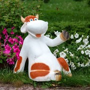 Фигура садовая Корова сидит чёрно-белая полистоун F08691 - фото 45961