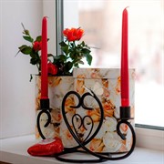 Подсвечник для двух свечей металл черный 607-18 - фото 46049