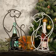 Бутылочница кованая под одну бутылку Тигр белая 210-35 - фото 46118